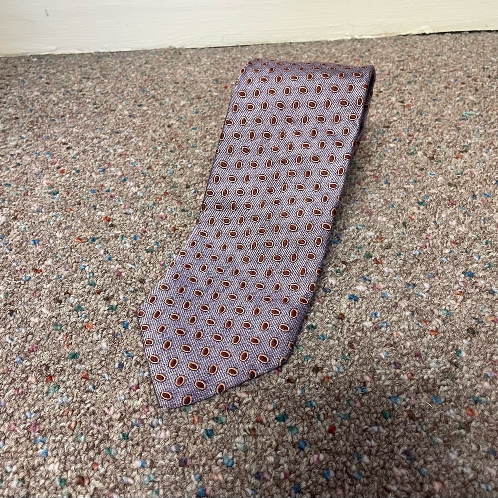 Vintage Ermenegildo Zegna Men’s Neck Tie 100% Silk Made In Italy Purple Dots